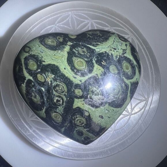 Kambaba Jasper‎ Large Chunky Heart Carving - Picture 5 of 10